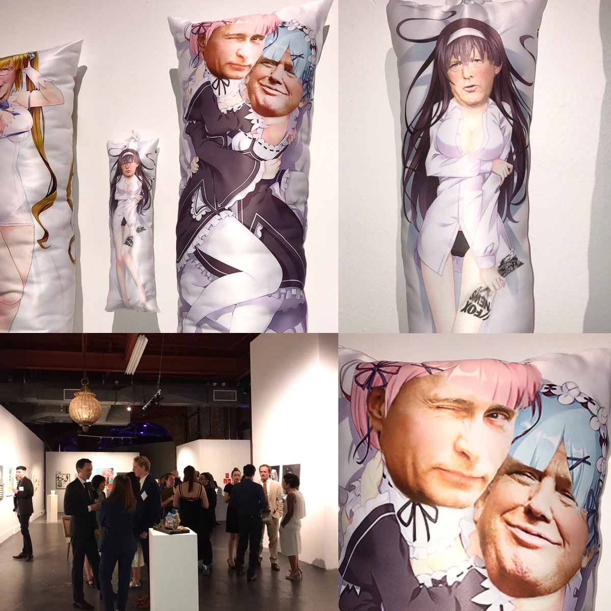 JanetWuNews's tweet photo. No words needed when artists protest. #bcaball art sale + #discounderthedome for Boston Ctr for the Arts @bcaonline #putin #trump on pillows https://t.co/9GQ4QNNr8E