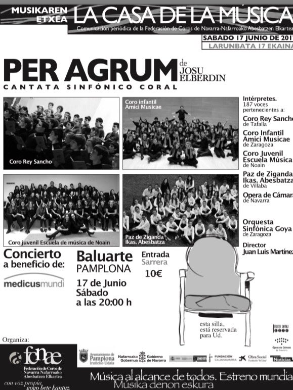 corosnavarra's tweet photo. PER AGRUM Estreno 17 junio Baluarte. A beneficio de Medicus Mundi. #Navarra #Pamplona #federacion #baluarte #coros #elberdin https://t.co/3DhDWNFDbQ