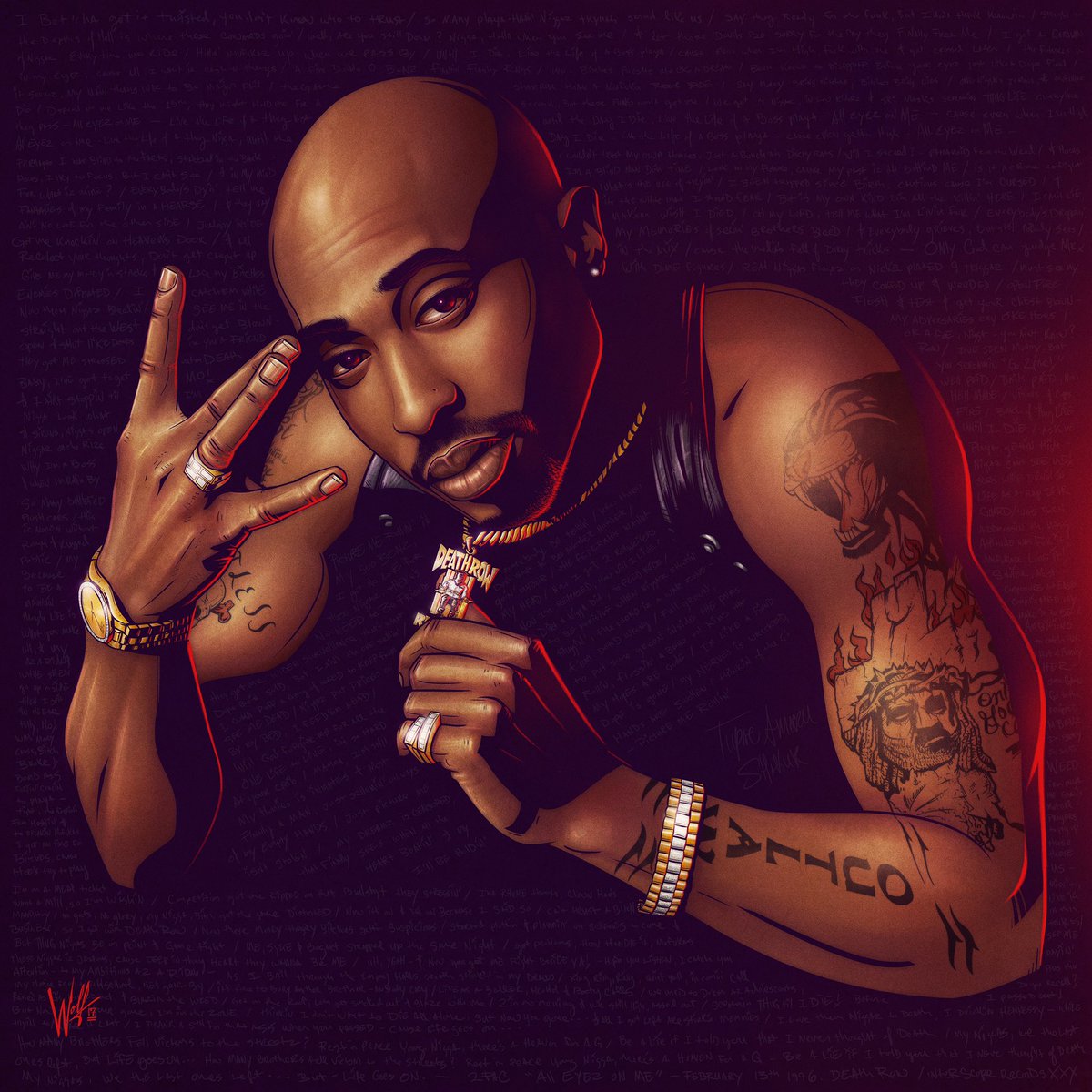 kyroink's tweet photo. 🔥♠️ ALL EYEZ ON ME ♠️🔥
#Tupac #AllEyezOnMe #hiphopart #illustration #portrait #wacom #Adobe #kyrowolf https://t.co/f7ncMgEOPY