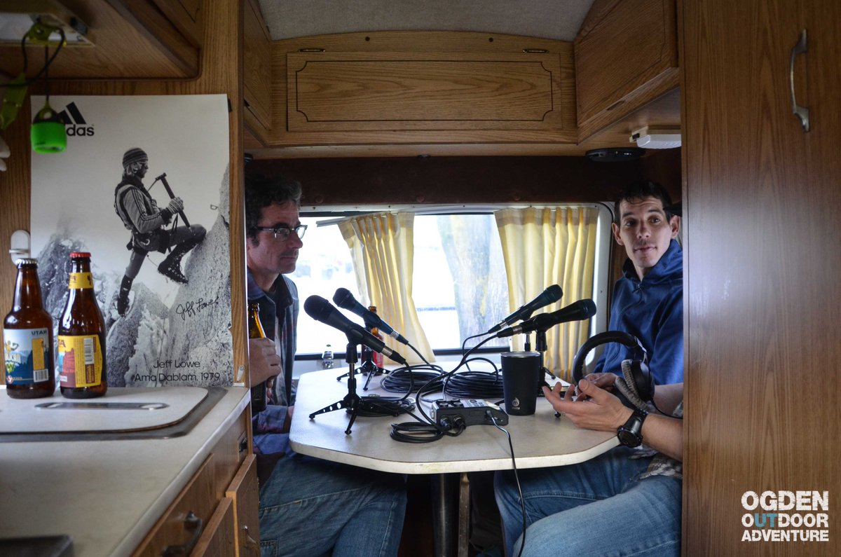 BanyanPodcast's tweet photo. Interview with @AlexHonnold & @cedarwright during the Ogden Climbing Fest, now posted! https://t.co/m5cIJGCiUb @BlackDiamond #ocfx #vanlife https://t.co/d4waRdgcOI