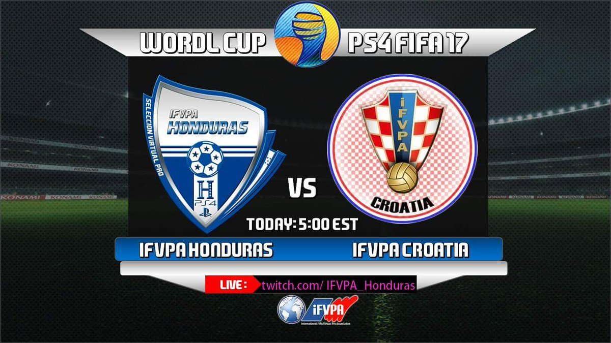 cpazalfaro's tweet photo. Today Feature 3 World Cup PS4, Group 4
🇭🇳 IFVPA HONDURAS VRS IFVPA CROATIA.
Live: https://t.co/6vwcHJo90Y 
15:00 Honduras / 23:00 UK. https://t.co/uGCllgHQYI