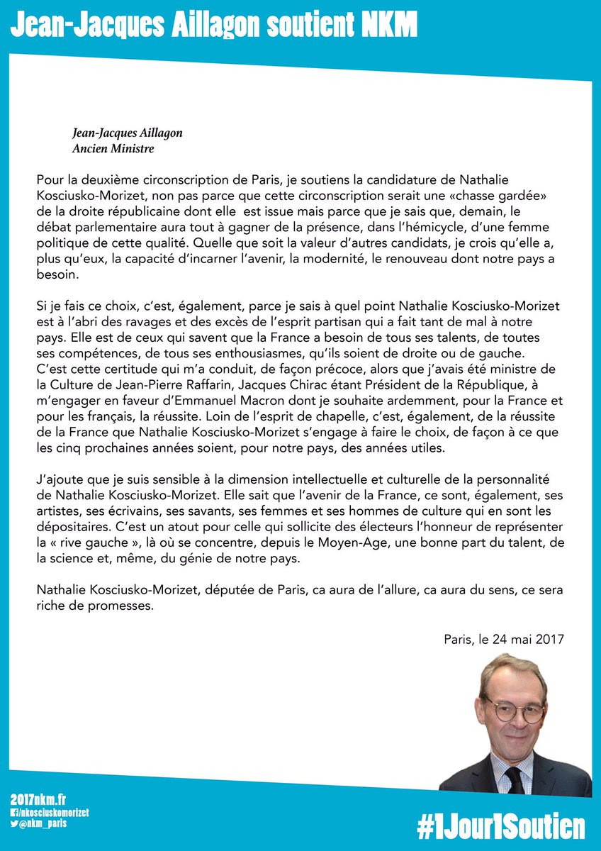 nk_m's tweet photo. Merci à Jean-Jacques Aillagon pour son soutien. C'est en étant constructif et exigeant qu'on pourra redresser la France ! #1Jour1Soutien https://t.co/FYDCfoGd99
