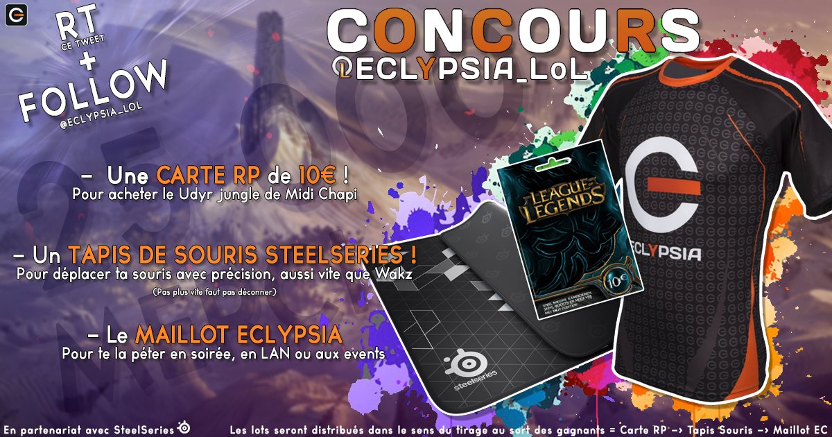 Eclypsia_LoL's tweet photo. On avait pas 25 000 cadeaux sous la main, du coup, on en fait gagner à 3 d'entre vous ! 
Merci 25 000 fois !  ❤️ https://t.co/aHyGvZ47pC