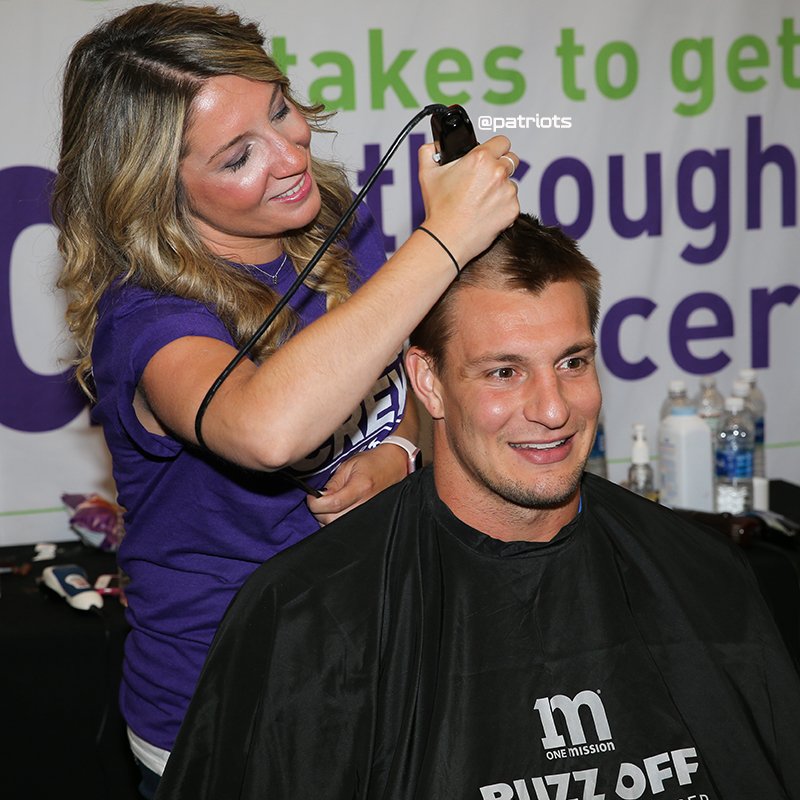 Patriots's tweet photo. That feeling when you get your hair buzzed off to help kids with cancer. #BuzzForKids https://t.co/RPgVl8fDon