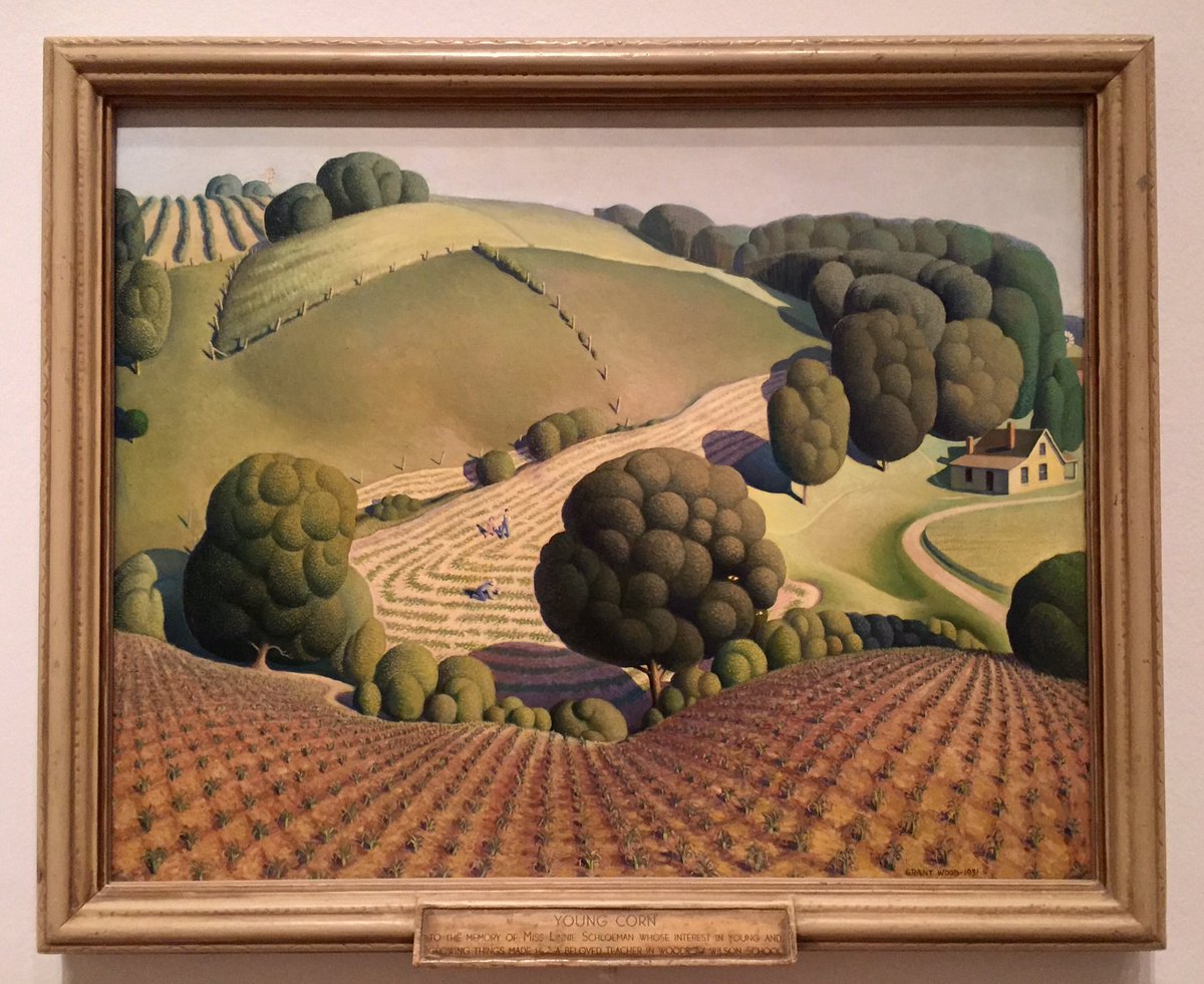JDomercq's tweet photo. Thoroughly enjoyed #AmericaAftertheFall at @royalacademy. Was particularly taken by Grant Wood's complex perspective in 'Young Corn', 1931 https://t.co/6wOlxj9Yl8