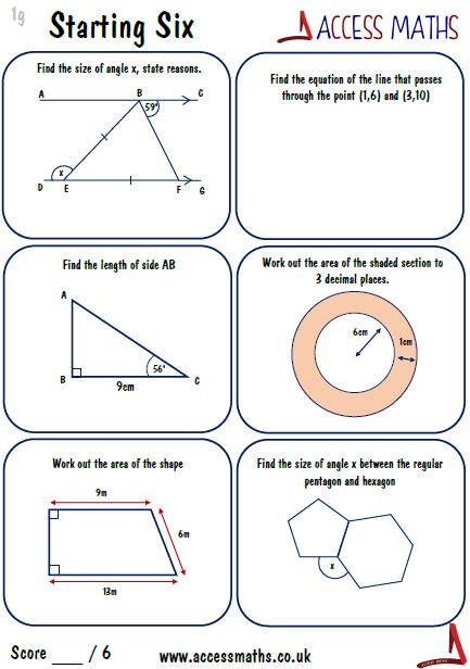 AccessMaths's tweet image. **NEW** Just uploaded 6 weeks of Higher 9-1 Starters! 5 per week for the last term! Made for my top set 9's! Enjoy 😃 accessmaths.co.uk/9-1-starters.h…