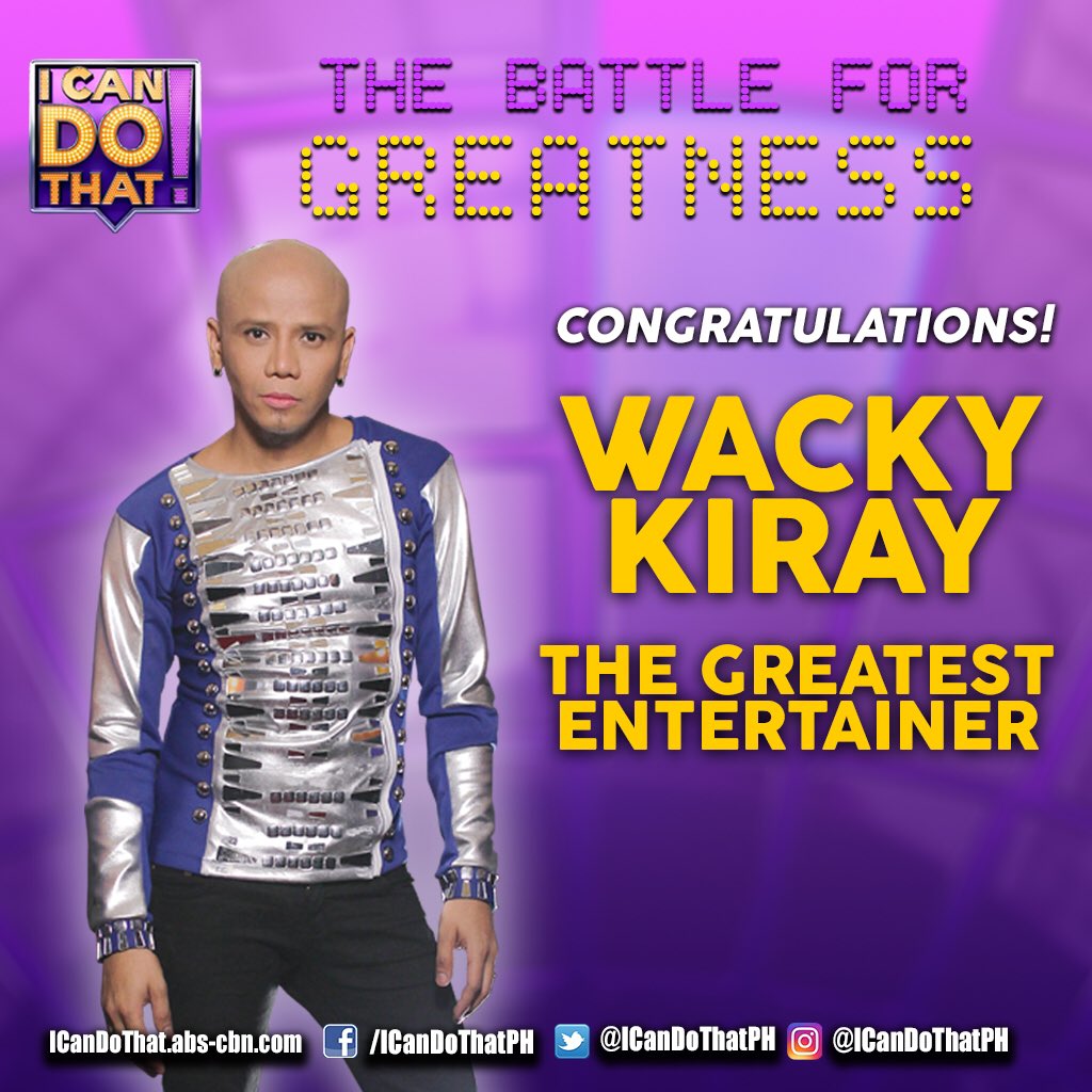 CONGRATULATIONS <a href="/wackykiray/">Wacky Kiray</a> For being the 1st ever GREATEST ENTERTAINER! 💪🏻

#iCanDoThatGreatestEntertainer