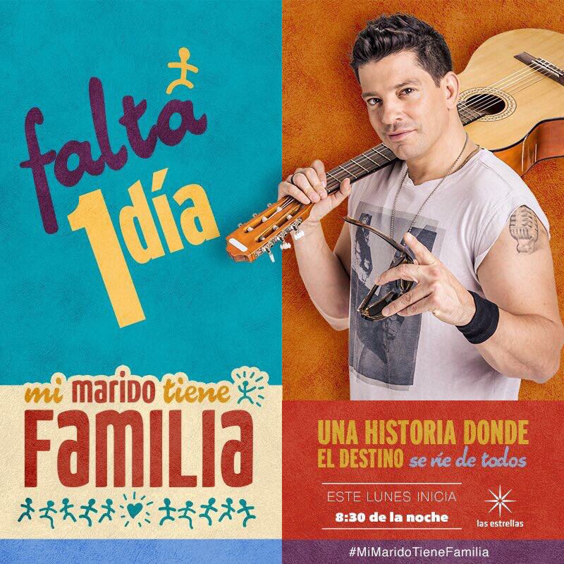 Falta 1 día  para el estreno de #MiMaridoTieneFamilia!! 👨‍👨‍👧‍👦 Mañana 5 de junio a las 8:30 pm por el <a href="/Canal_Estrellas/">Las Estrellas</a>, eaaa ⚡️⚡️