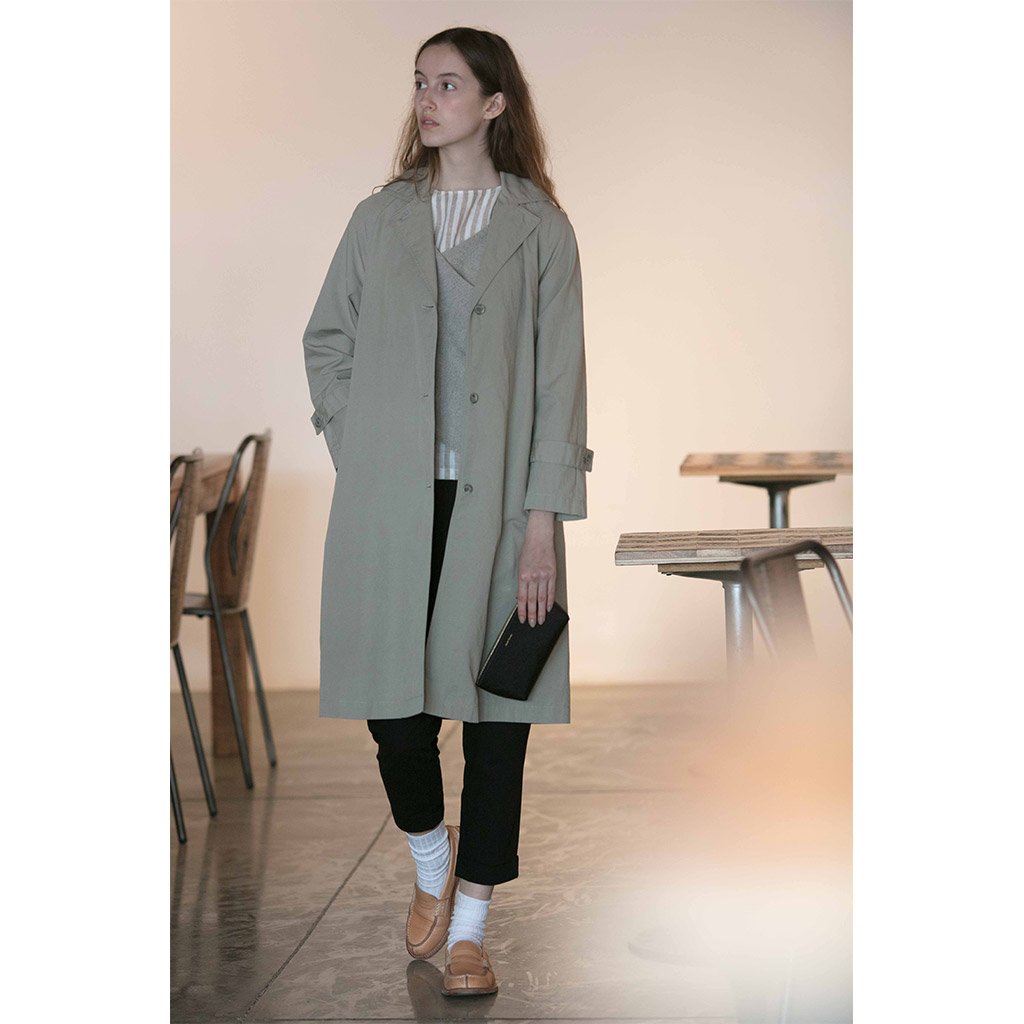 BlueButtonShop's tweet photo. Lightweight Fabric Layering + White Socks
#HenderScheme 2-year old Loafer and Small Pouch
#EvamEva 
Trench Coat 
Melange Yarn Cross Vest https://t.co/vHjNDeEUr3