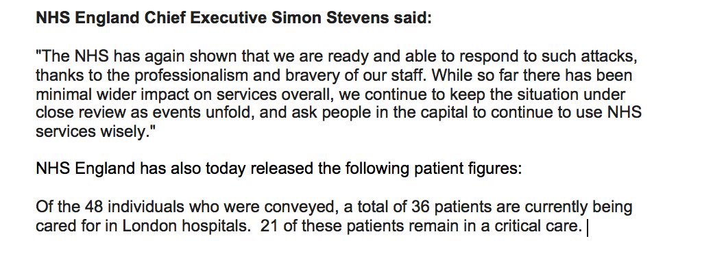 NHSEngland's tweet photo. Statement from @NHSEngland Chief Executive Simon Stevens on NHS after #LondonAttacks https://t.co/QrsqpwtZOz
