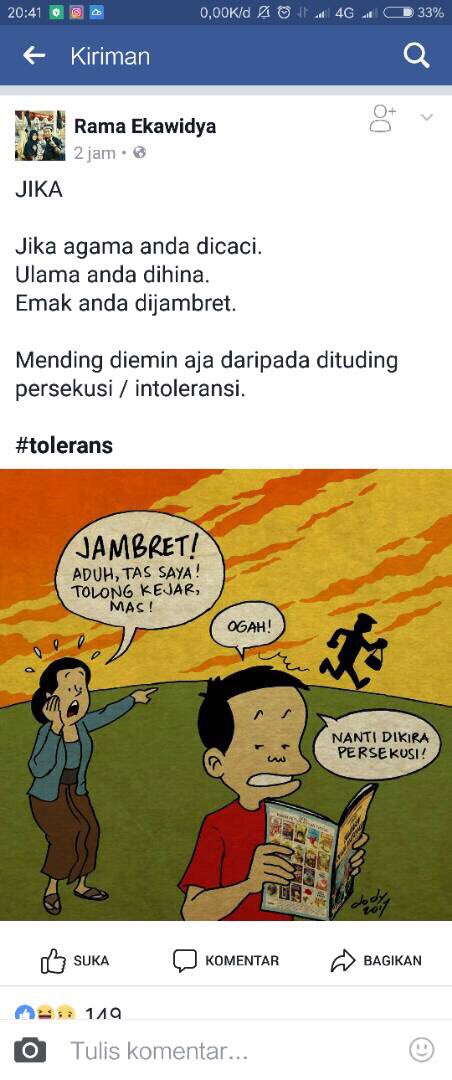 Setuju dengan satir ini? Masak pegawai <a href="/DitjenPajakRI/">#PajakKitaUntukKita</a> nyindir kebijakan Pak <a href="/jokowi/">Joko Widodo</a> dan @DivHumasPolri seperti ini? <a href="/ItjenKemenkeu/">Itjen Kemenkeu</a>