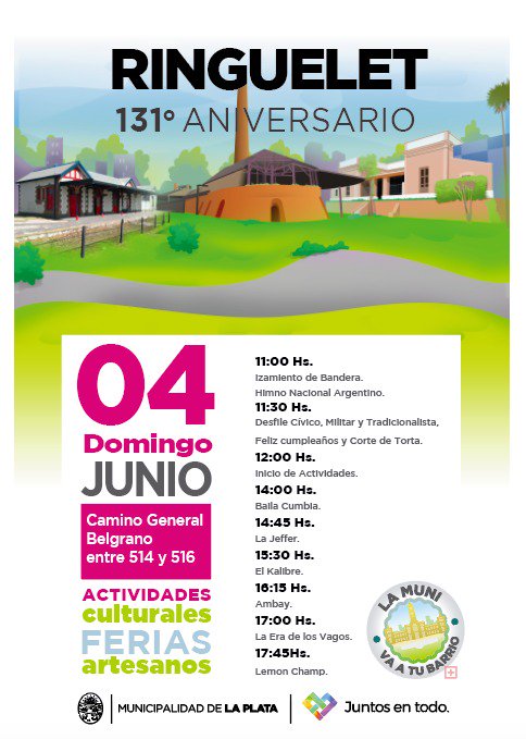 Atentos amigos! 
Hoy a las 14.45 hs vamos a estar tocando en Cno Belgrano y 514, por el aniversario de Ringuelet 🎉
#LaJefferVaSonando 🎶🔝