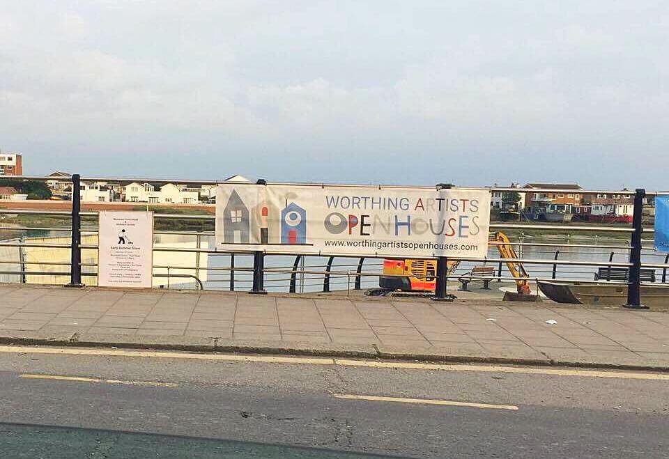 The first of our #WAOH17 banners goes up in #Shoreham with more to follow #art #artists #excited #notlongnow