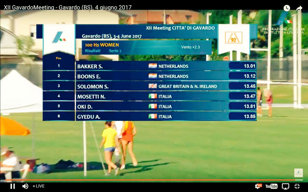 TopatletiekLive's tweet photo. Winst voor Sharona Bakker in Italiaanse #Gavardo 13.01s vóór Eefje Boons 13.12s (+2,3 rw) https://t.co/TrrZBgCKT0