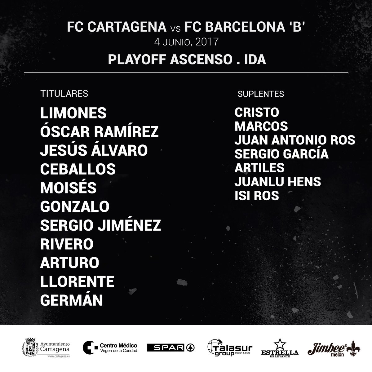 FCCartagena_efs's tweet photo. ALINEACIÓN | ¡Ya tenemos nuestro once titular! #vamosEquipo https://t.co/lT9kX40KBW