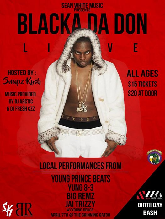 WhatTheHYPECA's tweet photo. Blacka Da Don To Headline April 7th inside Grinning Gator in London - https://t.co/dPhd81zDCP | #Toronto #HipHop #RT https://t.co/Gu3QAJ3N1f