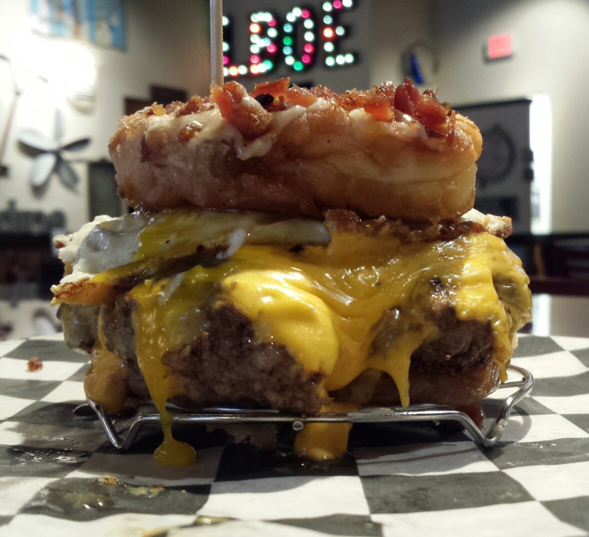 lboeburgers's tweet photo. First Sunday of the Month!! BOTD: The 'Luther', 10.95! $3.50HouseBloody Mary's &amp; Mimosas, $3 Wiseacre Gotta Get Up To Get Down All Day! https://t.co/sMYn5GKLox
