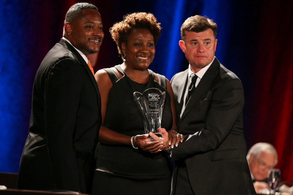 Vol_Track's tweet photo. Last night, @theTSHF honored three current and former Track #VFLs
Congrats to @__coleman, @justingatlin and Willie Gault! 🏆 https://t.co/u1NWZ9p2h9