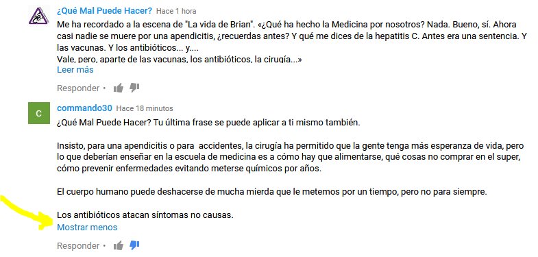 ¿Qué Mal Puede Hacer? Tu última frase se puede aplicar a ti mismo también.   Insisto, para una apendicitis o para  accidentes, la cirugía ha permitido que la gente tenga más esperanza de vida, pero lo que deberían enseñar en la escuela de medicina es a cómo hay que alimentarse, qué cosas no comprar en el super, cómo prevenir enfermedades evitando meterse químicos por años.    El cuerpo humano puede deshacerse de mucha mierda que le metemos por un tiempo, pero no para siempre.  Los antibióticos atacan síntomas no causas.