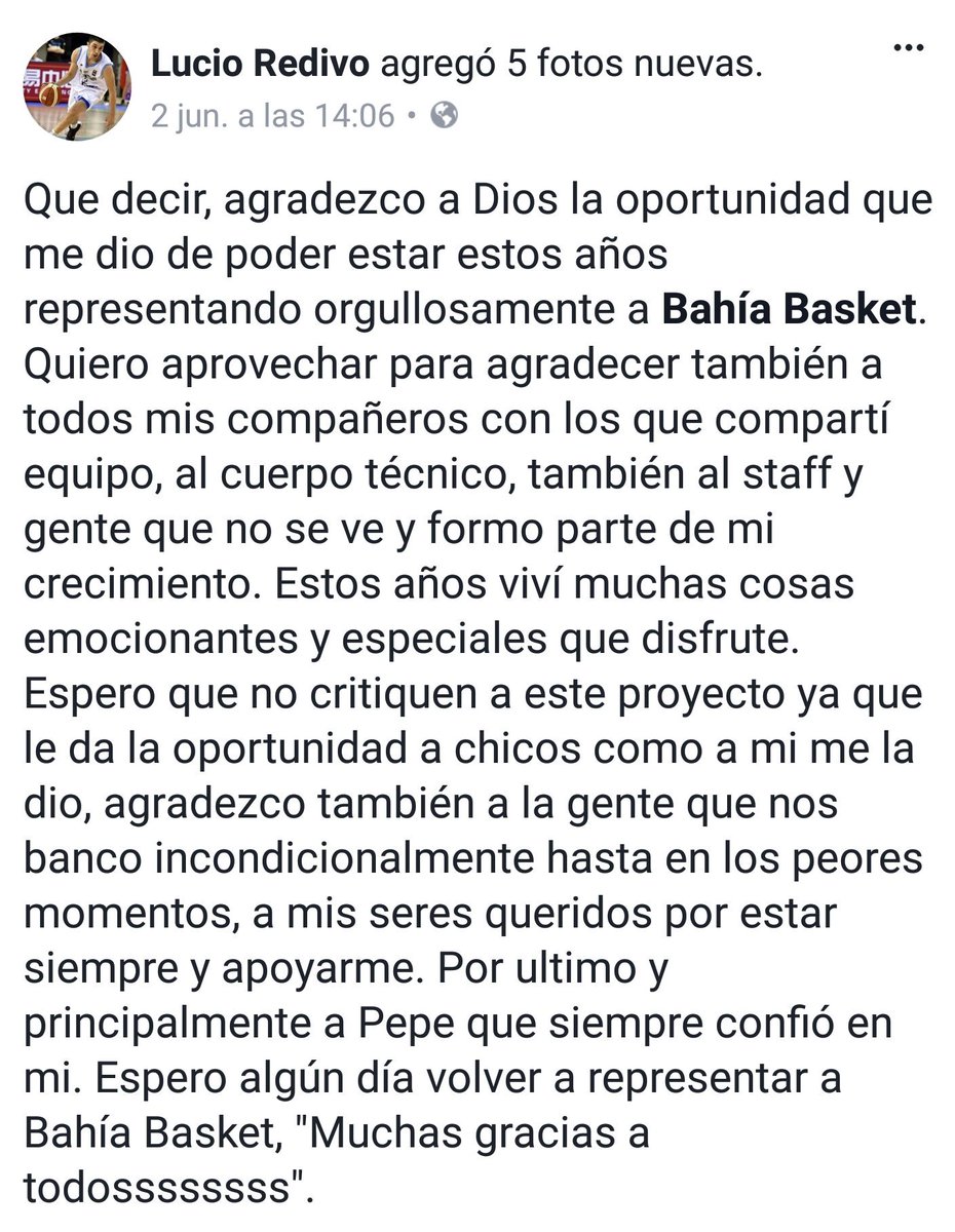 bahiabasket's tweet photo. 🏀1⃣2⃣ | Gracias @LucioRedivo por tu dedicación, entrega y profesionalismo diario. @bahiabasket te desea lo mejor. #VamosBahia #R3DIVO https://t.co/a3SHeYVvJM