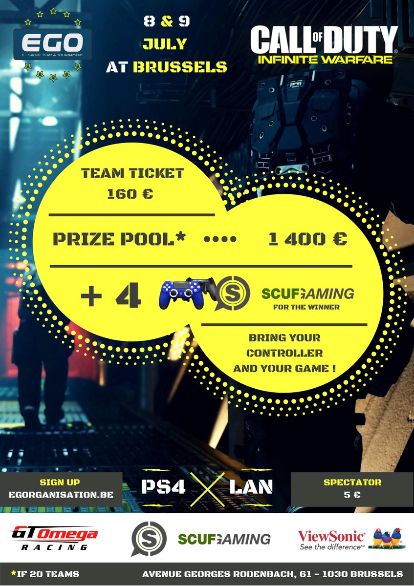 EGO_Brussels's tweet photo. Next Tournament?
Tournament COD PS4 8&amp;9 july 2017
https://t.co/xjEEqdEJA1 https://t.co/3EqTloI1uA
