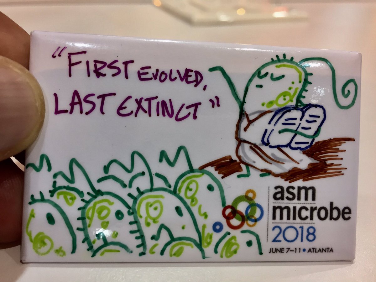 markowenmartin's tweet photo. Johnny Chang at #ASMicrobe made this awesome #MicrobialSupremacy button. Abigail Salyers &amp; I thought of the motto in 1996. @ASMicrobiology https://t.co/wqCFfZW6Xj