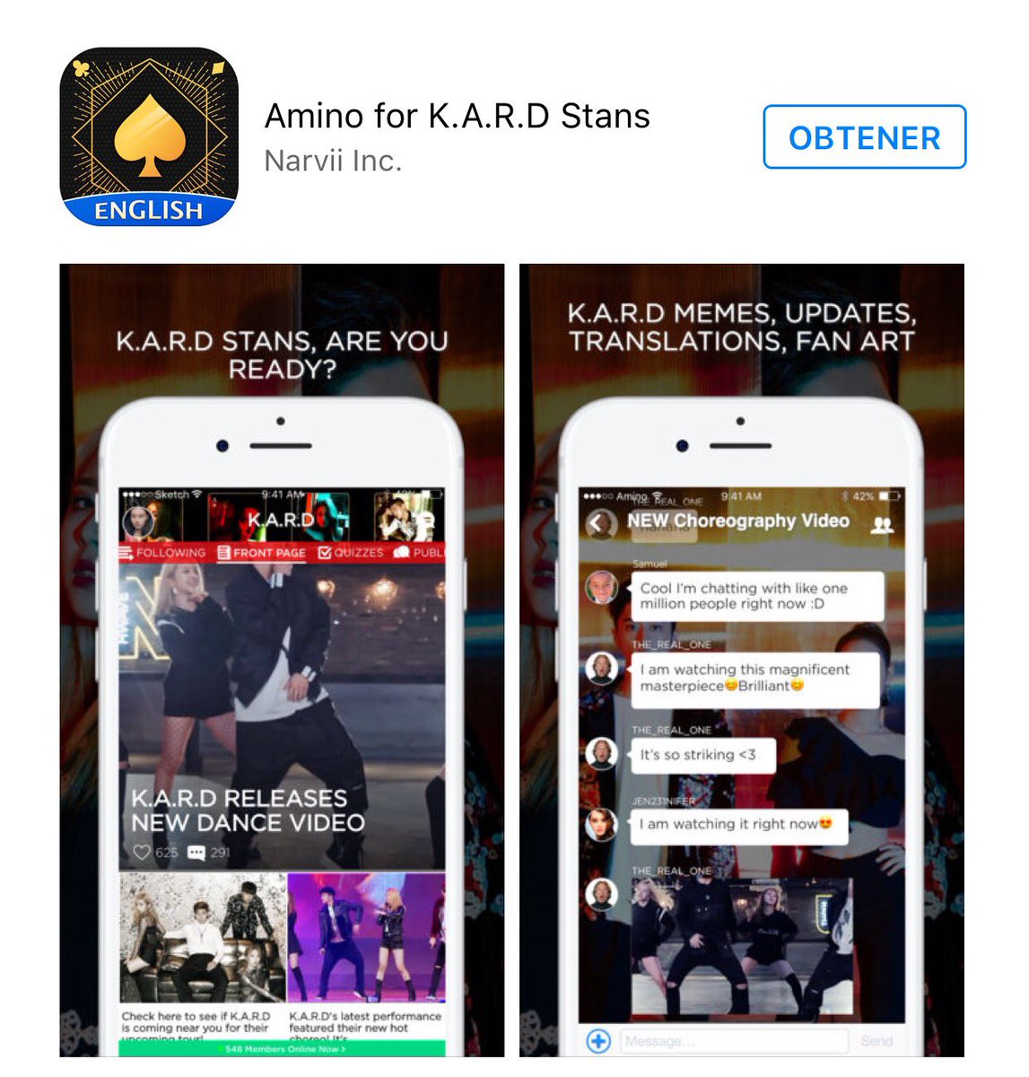 DailyKARD's tweet photo. Ya está disponible K.A.R.D Amino! Una red social dedicada a los #KARD stan de todo el mundo! Descárgala ya, disponible en android y iOS 📩 https://t.co/Vh5o7mEPbn
