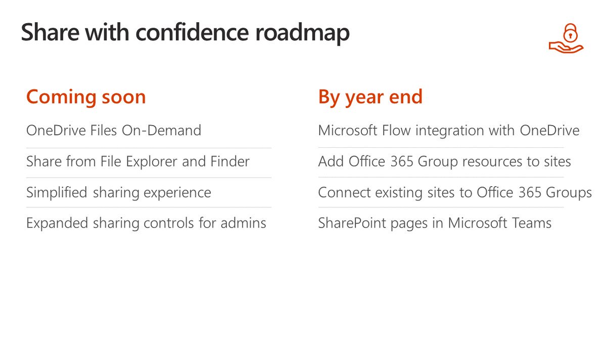 SharePoint's tweet image. ALL new #roadmap slides from #SPSummit. 
@SharePoint @OneDrive @Yammer @OfficeDelve #harness #inform #share #transform