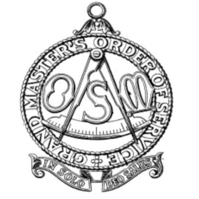 UGLE_OSM's tweet photo. The compasses at 45°, a segment of a circle at the points &amp; OSM within a double circle with GRAND MASTER'S ORDER OF SERVICE engraved thereon https://t.co/GCNiNvJCyS