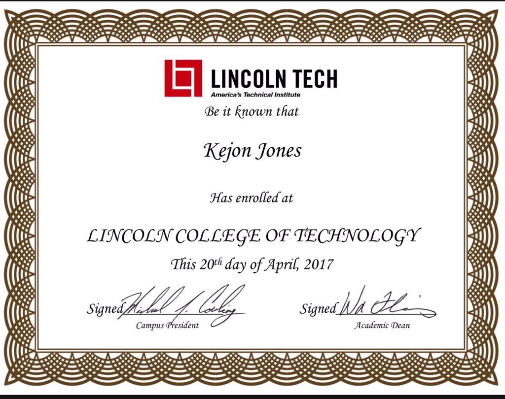 crowley2017's tweet photo. Congrats to Kejon Jones who has officially enrolled to Lincoln Tech! https://t.co/JdkdVecVpZ
