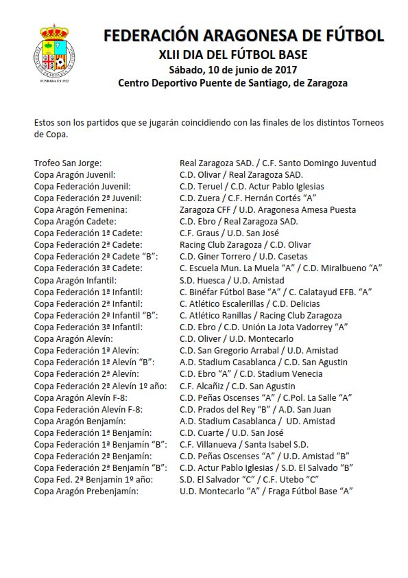 futbolaragon's tweet photo. #FAF - XLII Día del Fútbol Base. Sábado 10 de Junio. Centro Deportivo Puente Santiago (Zaragoza). En📸tenéis todos los partidos. Os esperamos https://t.co/dSTmBjPDu2