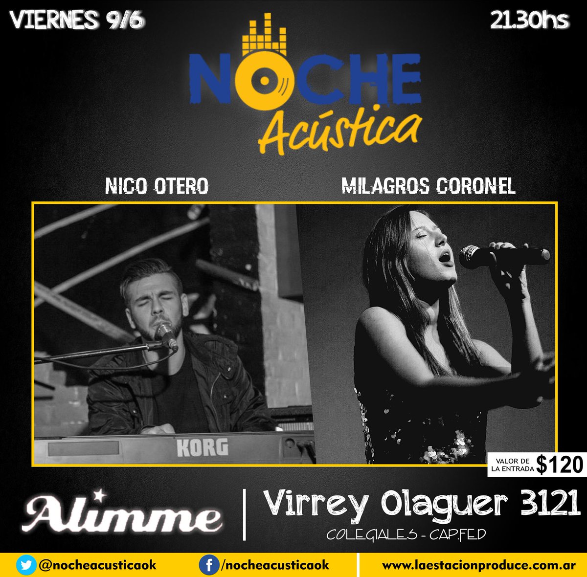 #Agendalo Viernes 9/6 >> <a href="/NocheAcusticaOk/">Noche Acústica</a> en #Alimme con <a href="/NiicolasOtero/">Nico Otero</a> + <a href="/MiliCoronelOk/">|MÚSICAxFAVOR|</a>!!! + Noche especial de @laestacionok >> #Venite!