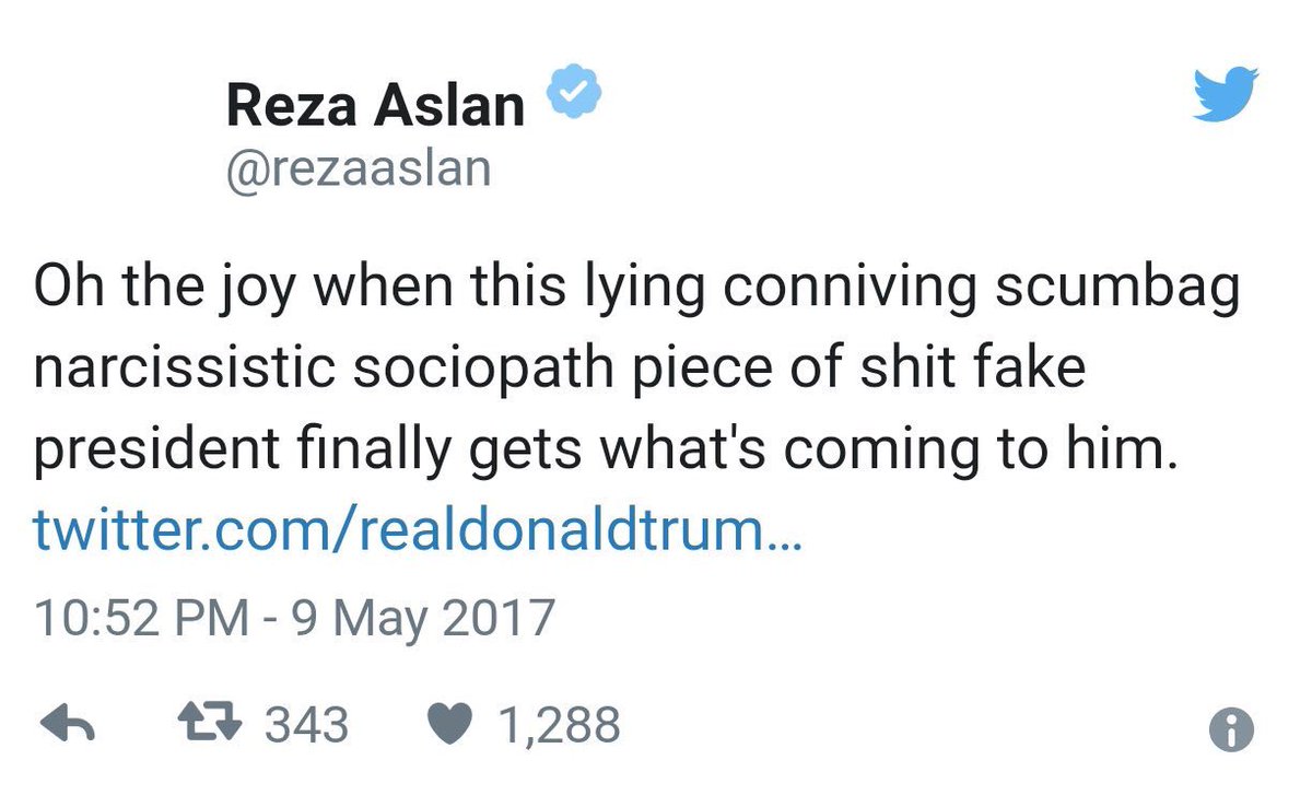 CNN Reza Aslan deletes tweet calling Trump piece of shit