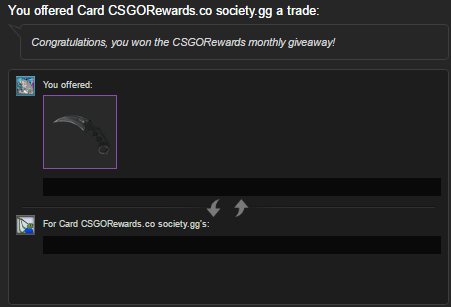 CSGORewardsCO's tweet photo. Congratulations to the monthly giveaway winner!

Stay tuned for the next one! https://t.co/IaLymDONrC