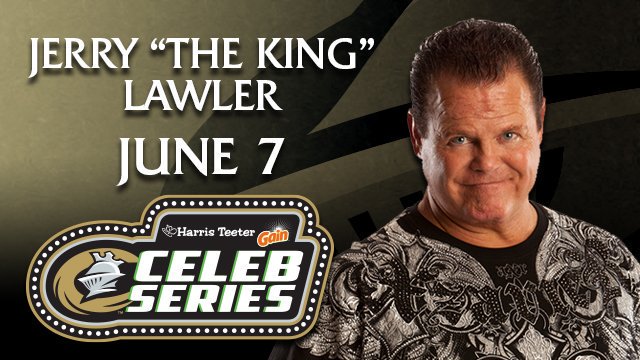 KnightsBaseball's tweet photo. .@WWE fans... Meet @JerryLawler at BB&T Ballpark THIS WEDNESDAY as part of the @HarrisTeeter & @Gain #CelebSeries. #RoyaltyKnight https://t.co/NWkIxOfLd3