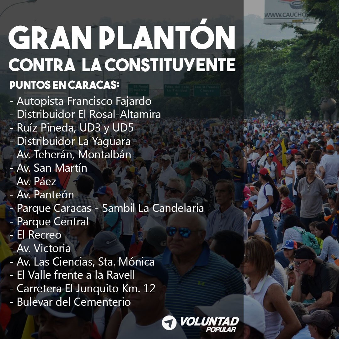 FreddyGuevaraC's tweet photo. En Ccs el Plantón será en 15 puntos. A reforzar los puntos, no dispersarnos. En la unión está la fuerza! https://t.co/I0rfgACnNZ