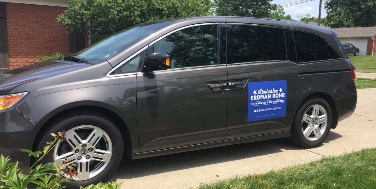 KimForCheviot's tweet photo. This minivan mom is running for office! Honk when you see me around Cheviot! #kimforcheviot #lawdirector https://t.co/JxQKOoL9Be