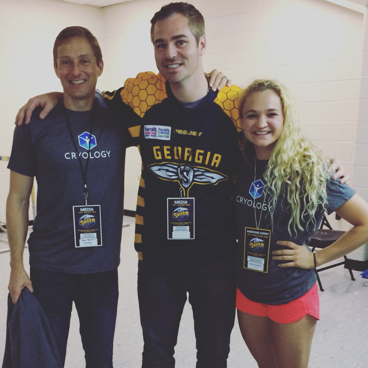 cryologywbc's tweet photo. Brian Moote stopped by the training room for some pre-championship cryo with the Swarm players. He can go in tonight in a pinch! #swarming https://t.co/Btz2z02hBg