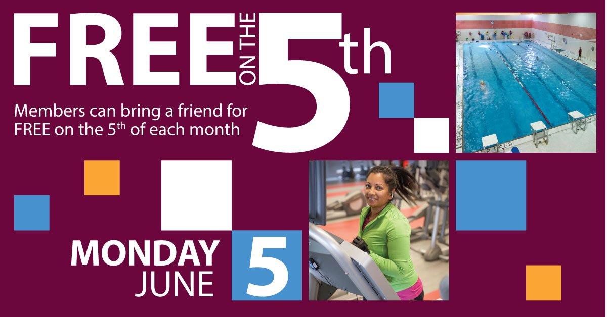 Tomorrow is Free on the 5th day! YMCA members can feel free to bring a friend to the Y free of charge. #freeonthe5th *Gov't issued ID Req'd*