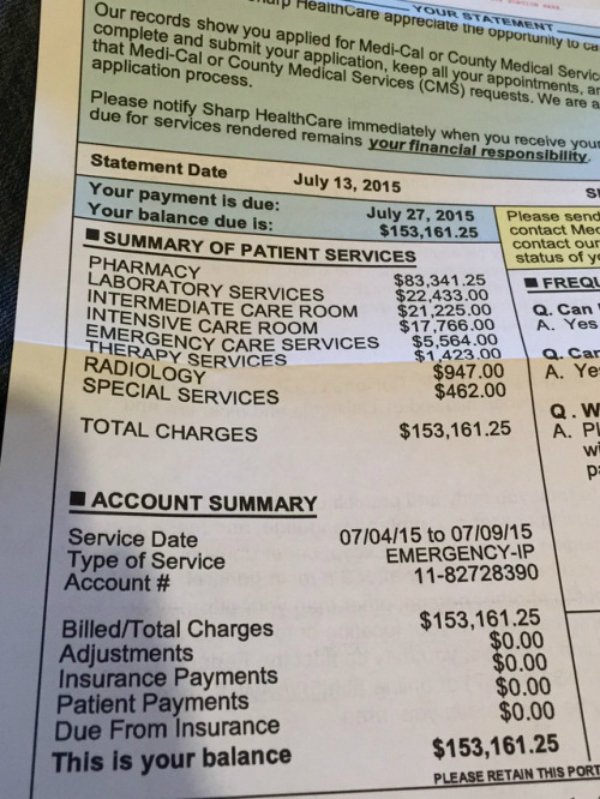 Earthling On Twitter Brutal This Is A Medical Bill For A Rattlesnake Bite In America Photo Todd Fassler