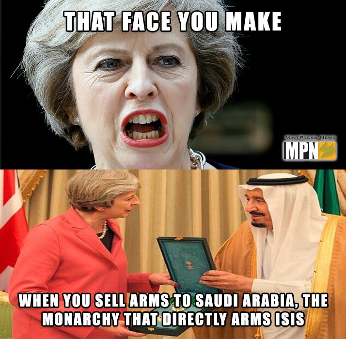 MintPressNews's tweet photo. Theresa May, who arms extremists, says "too much tolerance" for extremism in UK. https://t.co/dqWwrLHuKL

#LondonBridge @theresa_may https://t.co/zTU37YVIMe