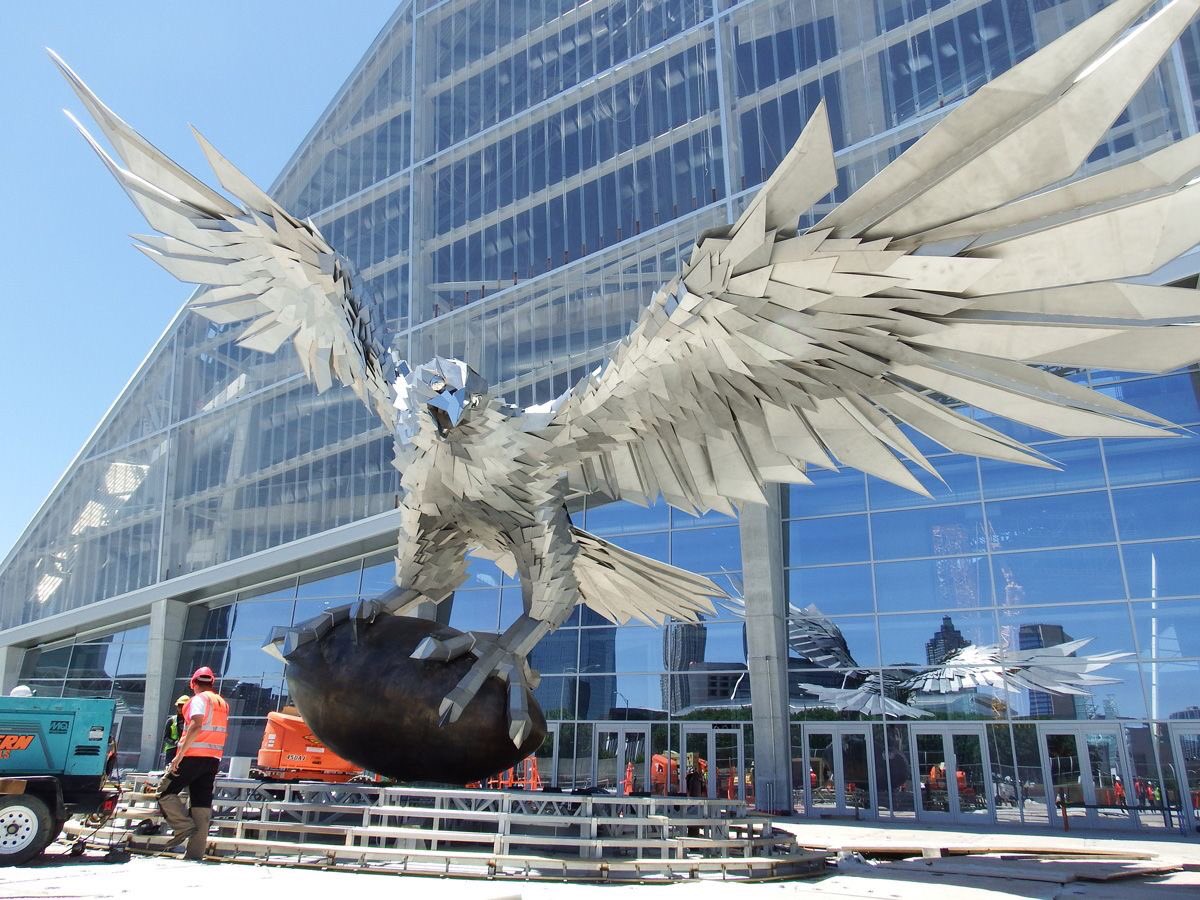 SalesMan (Pontoon Captain) on X: 'The Atlanta Falcons copied the Philadelphia  Eagles logo and erected a statue of it in front of their new stadium  lmfaoooo  / X