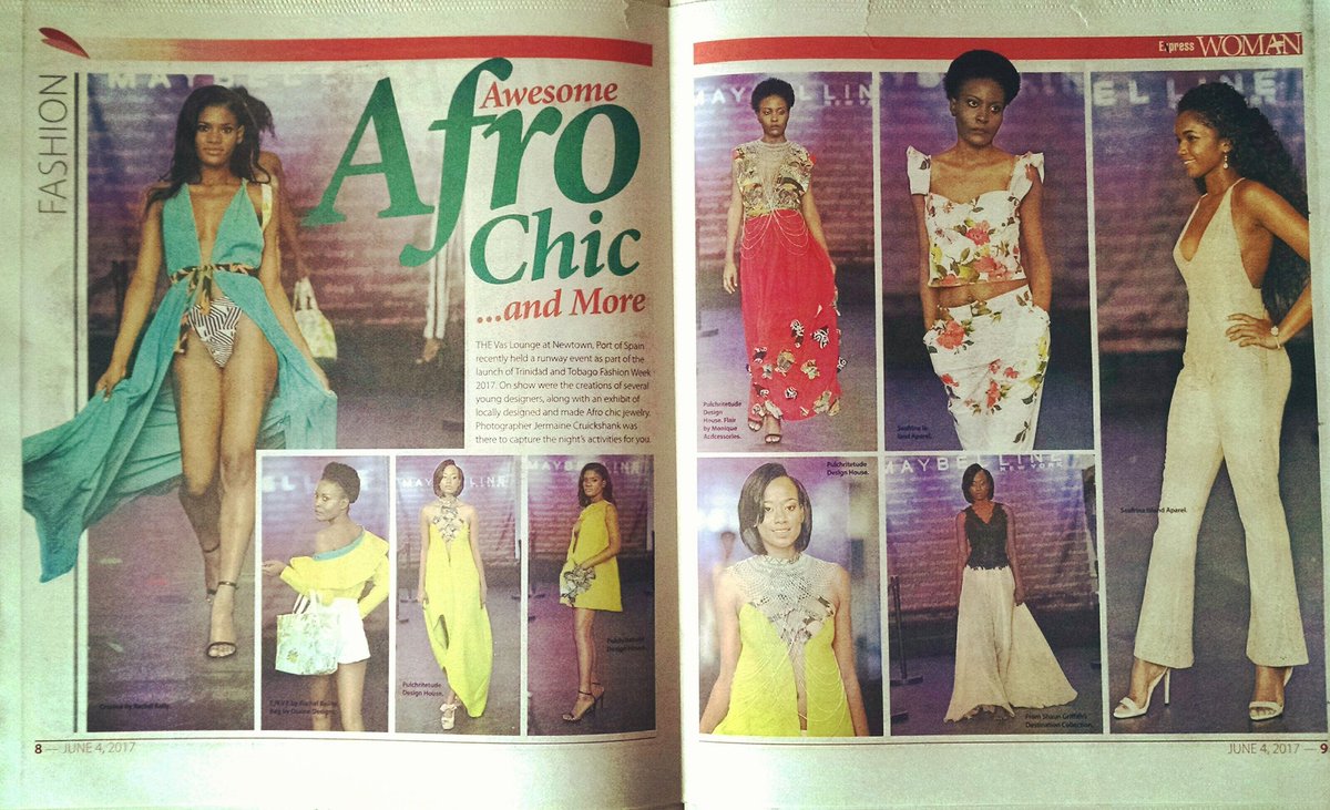 2TFWshow's tweet photo. Our 2017 designers featured in today's Express Woman Magazine 💟 #2tfw2017 #fashion #trinidad #tobago #afrochic #caribbean https://t.co/ylfLYT6m9H