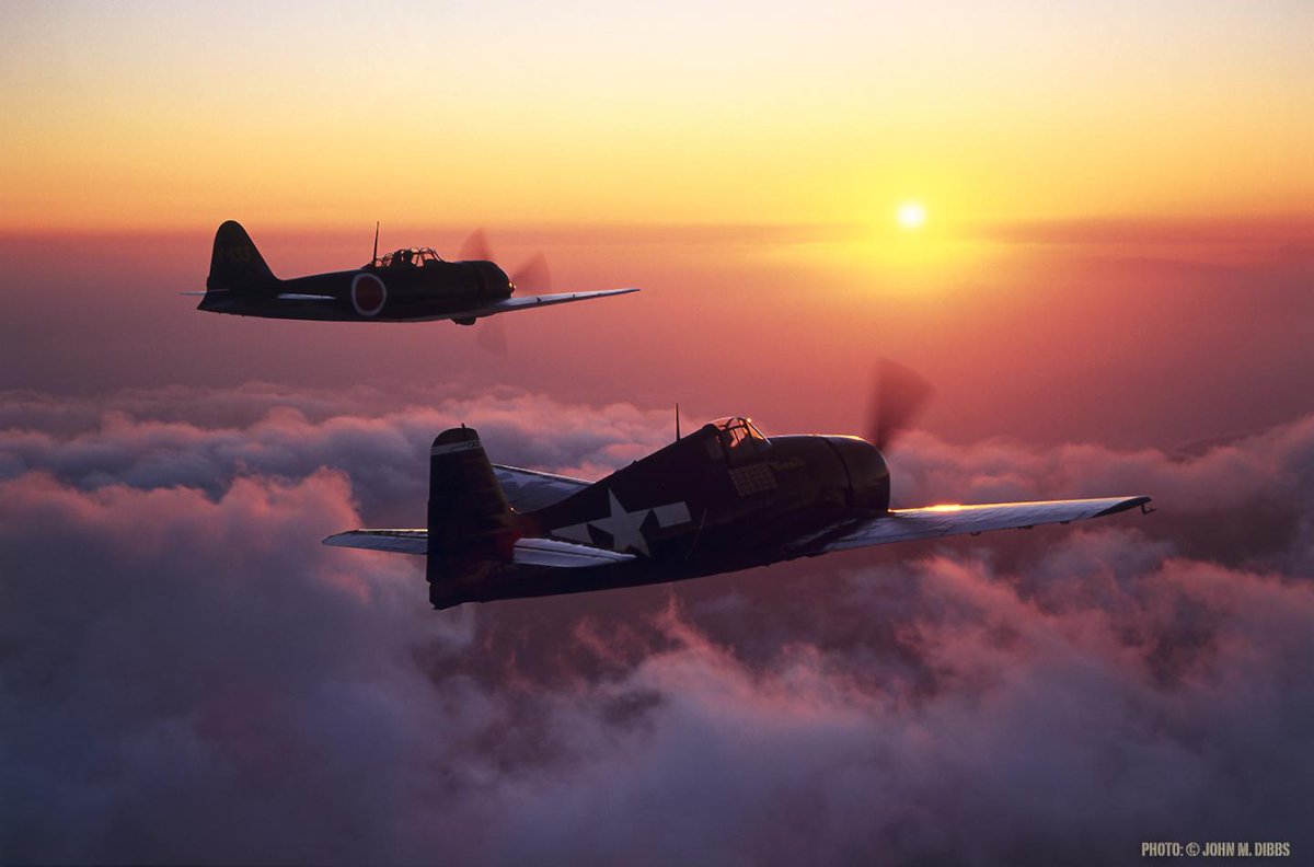 Grumman F6F-5 Hellcat &amp; Mitsubishi  A6M3-22 Zero