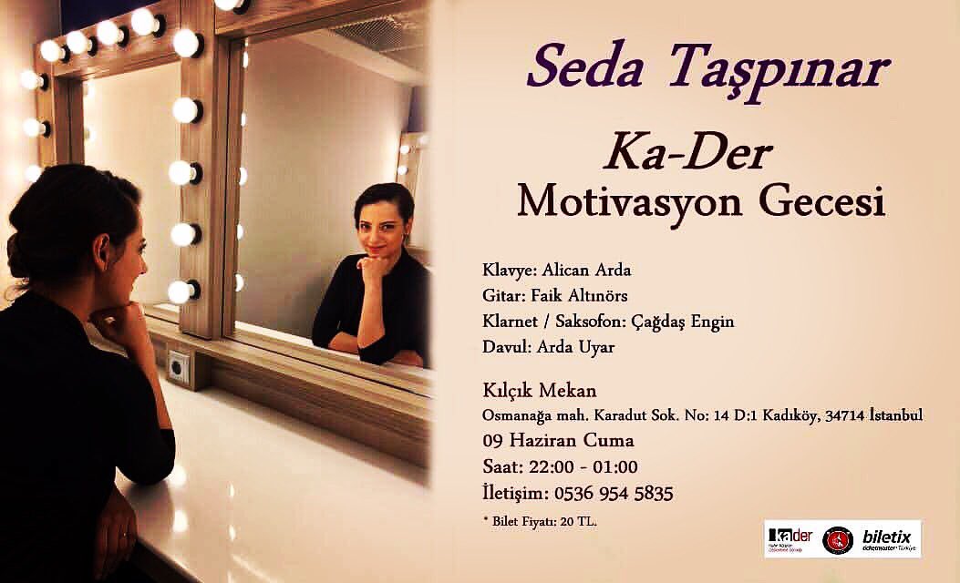 Tüm KaDerli dostlarımızı ve sevgili üyelerimizi 9 Haziran da Kılıç Mekân a bekliyoruz 🤗#kaderkadikoy #sedataşpinar #motivasyongecesi