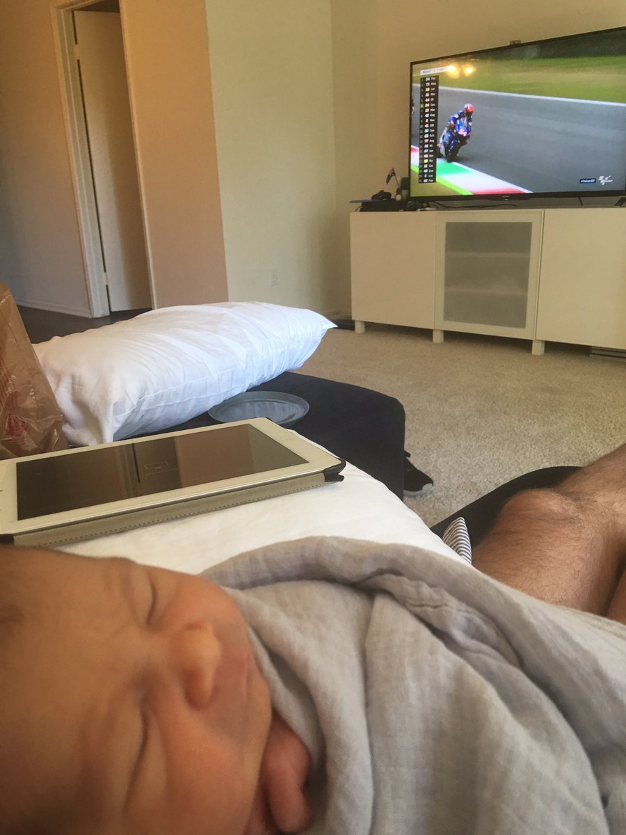 I think little Harvey knows <a href="/birtymotogp/">Matthew Birt</a> voice more than mine #firstdaygp