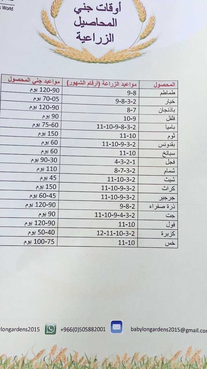 ناشط زراعي on Twitter: "#مواعيد زراعة#الخضروات🌿 والثمريات 🍅والفواكه 🍑🍇  🌴و#طرق وعمليات #زراعة #الاشجار المختلفه🌳 ❗️والحراره المثاليه لزراعة  البذور ❗️ #رتويت ✓ https://t.co/k8WqgpMbJE" / Twitter