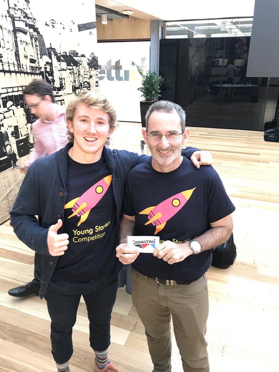 mrdbourke's tweet photo. Congratulations to BragTag! Awesome innovation from a smart young man. Also met @sbxr at the #YSComp pitching breakfast. @RiverCityLabs https://t.co/y6A9MzANx5