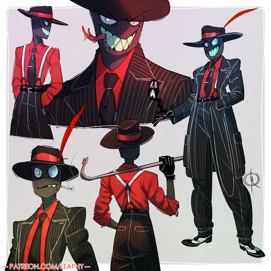 leaphy_'s tweet image. out of nowhere i got the urge to see Black Hat wearing a zoot suit so i drew it...
i shouldn't have this much power 👀💦 #villanous #villanos