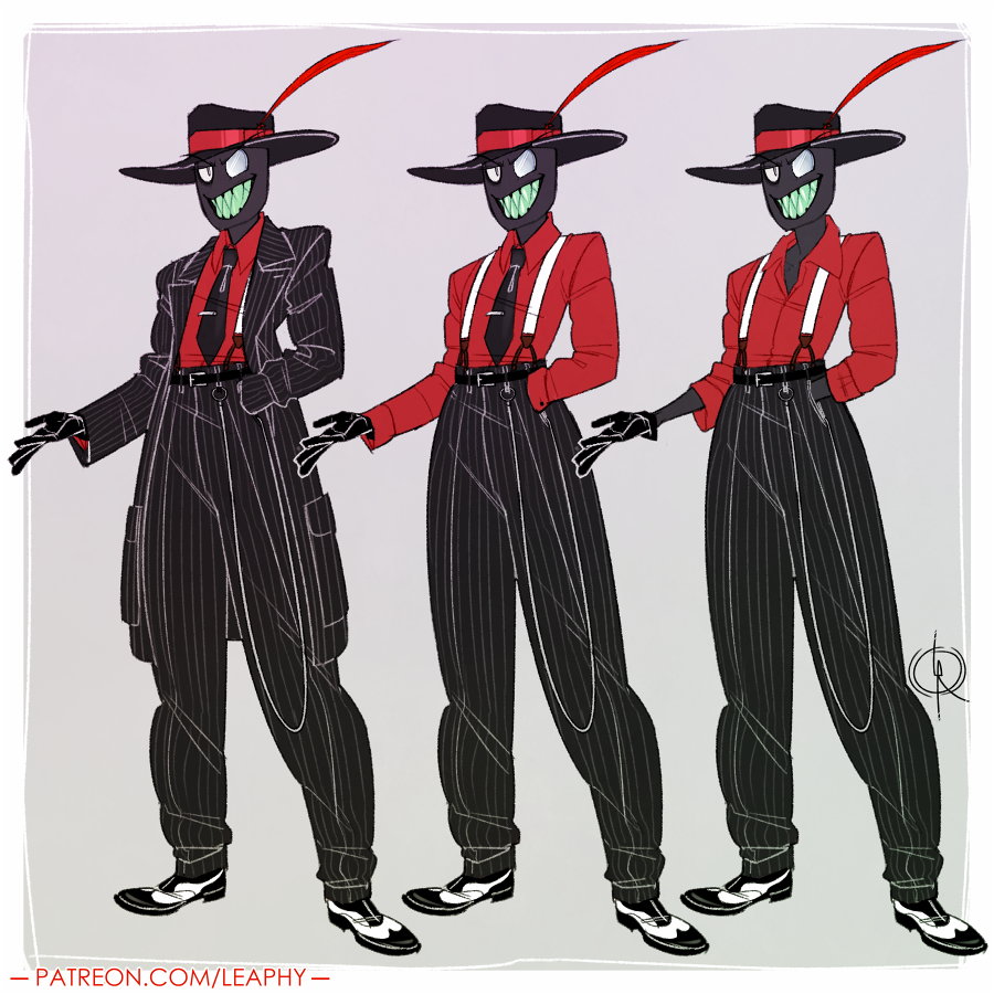 leaphy_'s tweet image. out of nowhere i got the urge to see Black Hat wearing a zoot suit so i drew it...
i shouldn't have this much power 👀💦 #villanous #villanos